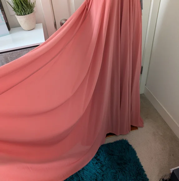 LULUS V Neck Tie Shoulder Plunging Neck Maxi Dress Rusty Rose Color Size XL - Picture 3 of 13